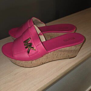 Hot Pink Michael Kors Cork Wedges